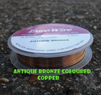 6 Metre 0.8mm 20AWG ANTIQUE BRONZE Non Tarnish Coloured Copper Wire on Hanging Reel