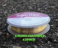 10 Metre 0.6mm 22AWG GILT Coloured Copper Craft Wire on Hanging Reel