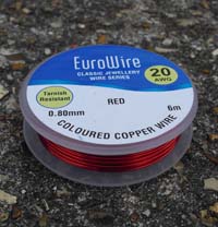 6 Metre 0.8mm 20AWG RED Non Tarnish Coloured Copper Wire on Hanging Reel