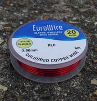 4 Metre 1mm 18AWG RED Non Tarnish Coloured Copper Wire on Hanging Reel