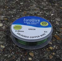 10 Metre 0.6mm 22AWG GREEN Non Tarnish Coloured Copper Wire on Hanging Reel