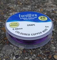 20 Metre 0.4mm 26AWG GRAPE Non Tarnish Coloured Copper Wire on Hanging Reel