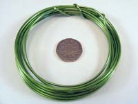 3 METRE 2.00MM APPLE GREEN COLOURED ALUMINIUM WIRE