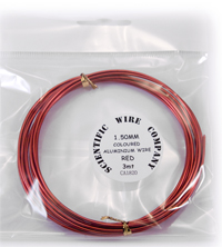 3 Metre Coil 1.5mm Red Colour Aluminium Wire