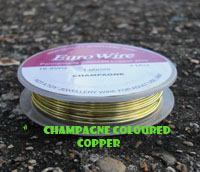 10 Metre 0.6mm 22AWG CHAMPAGNE Non Tarnish Coloured Copper Wire on Hanging Reel