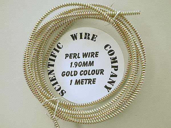 1 METRE 1.90MM DIAMETER VINTAGE BRASS COLOURED PERL WIRE