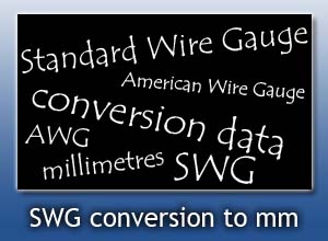 Conversion: Standard Wire Gauge (SWG)